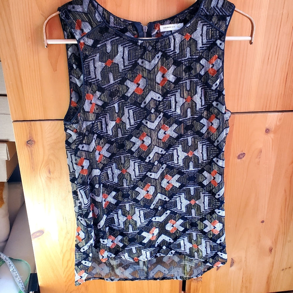 Meadow Rue By Anthropologie Black Velvet Sleeveless Top Size XS